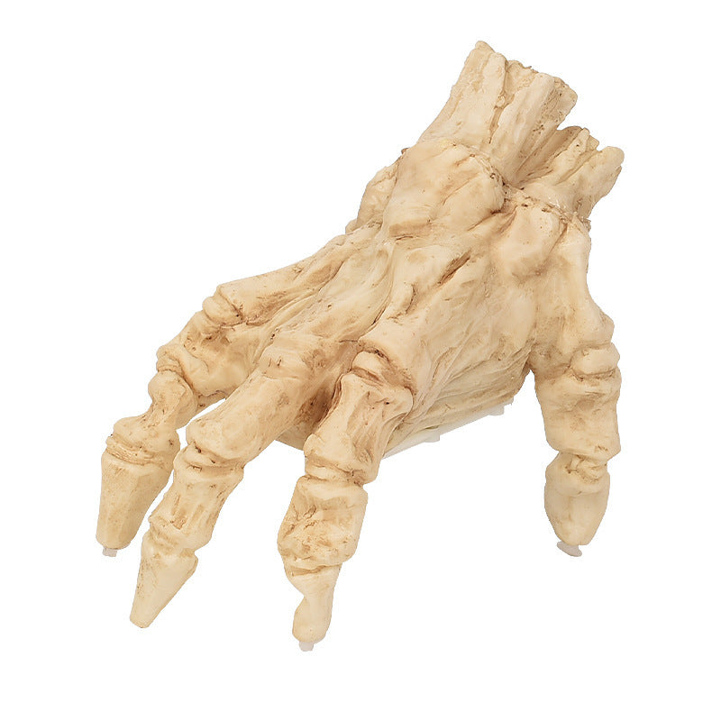 Wooden hand sculpture on a white background