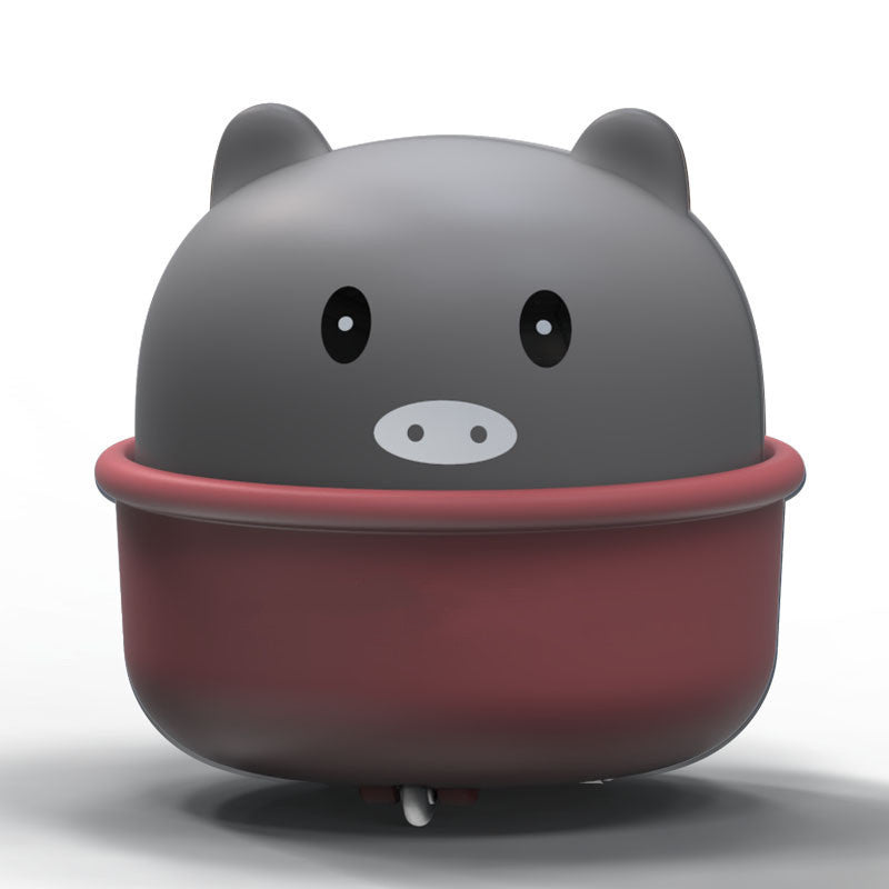 Cute animal-shaped container with a gray top and red bottom on a white background