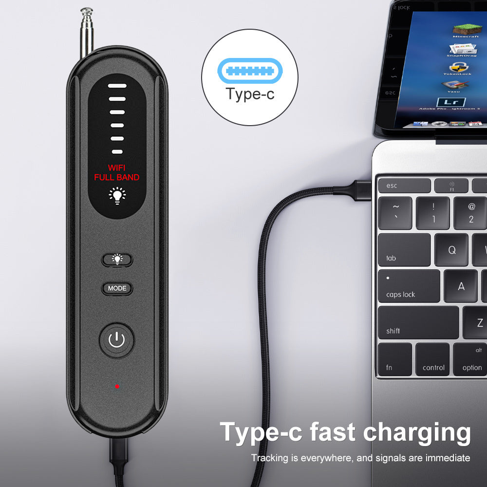 Type-C fast charging device connected to a laptop on a light gray background