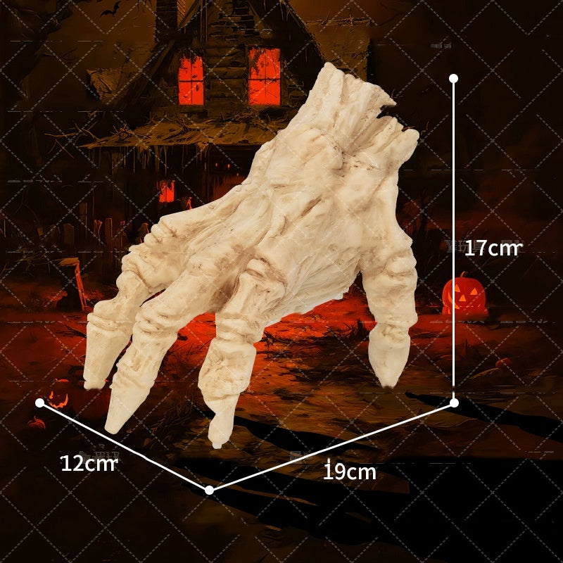 Halloween-themed decoration with measurements on a dark background