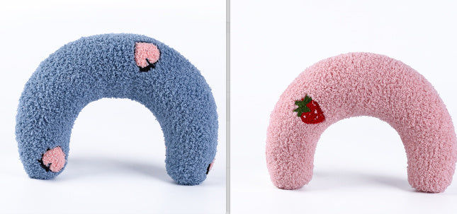 U-shaped Cat Pillow - Blue & Pink