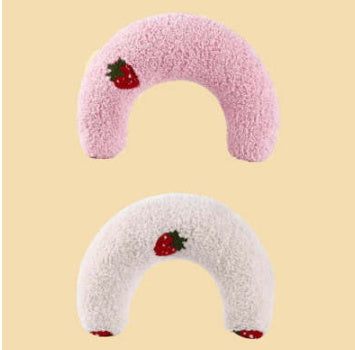 U-shaped Cat Pillow - Pink & White