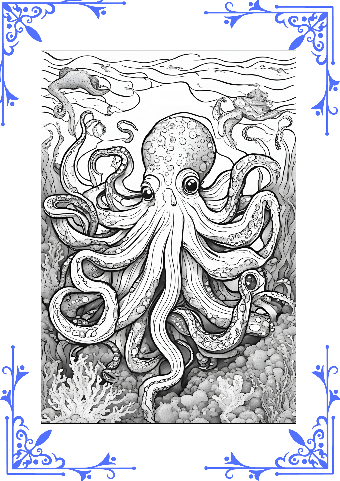 Printable Coloring (12) Pages/Sheets- Sea Animals