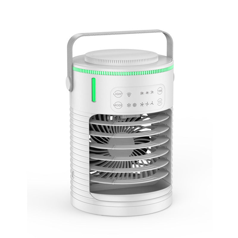 White and gray fan with control panel on a white background