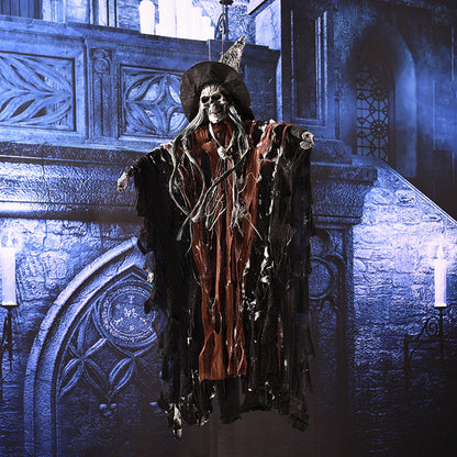 Gothic-style skeleton figure in a dark, stone-walled room with candles.