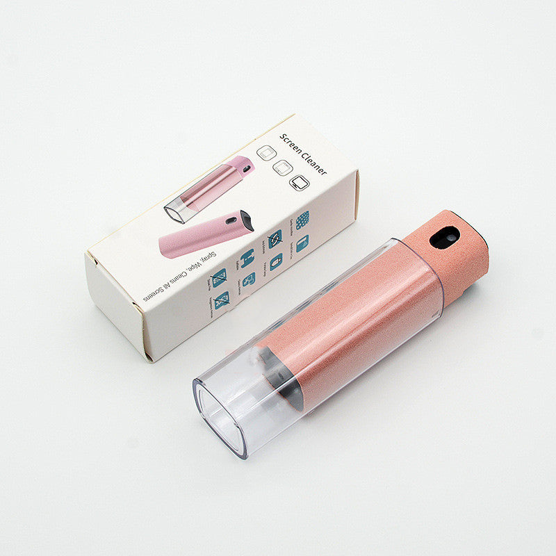 Rose gold screen cleaner with packaging on a white background