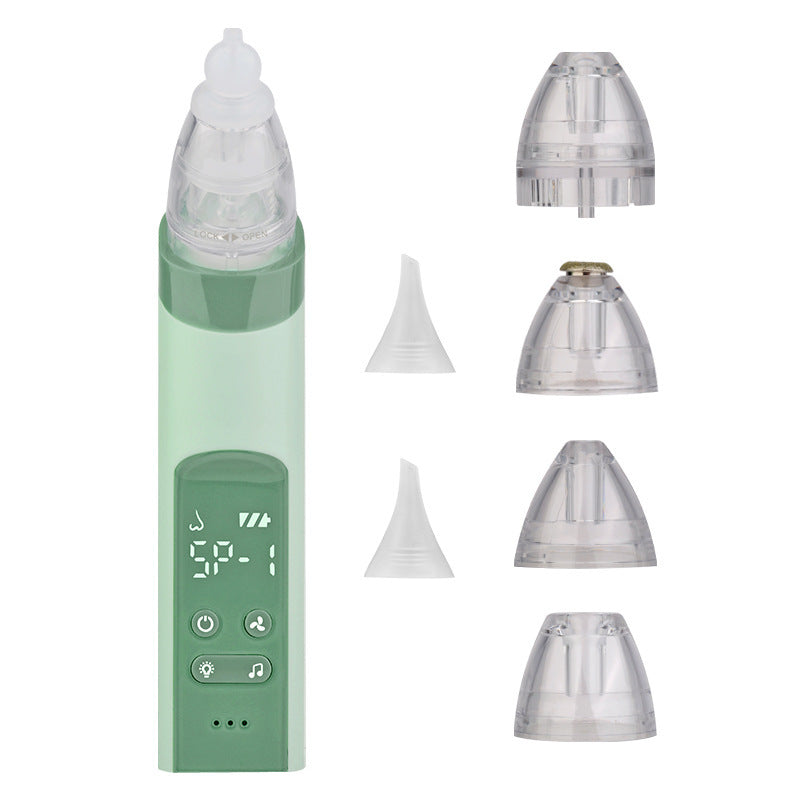 Green electronic device with multiple clear nozzles on a white background