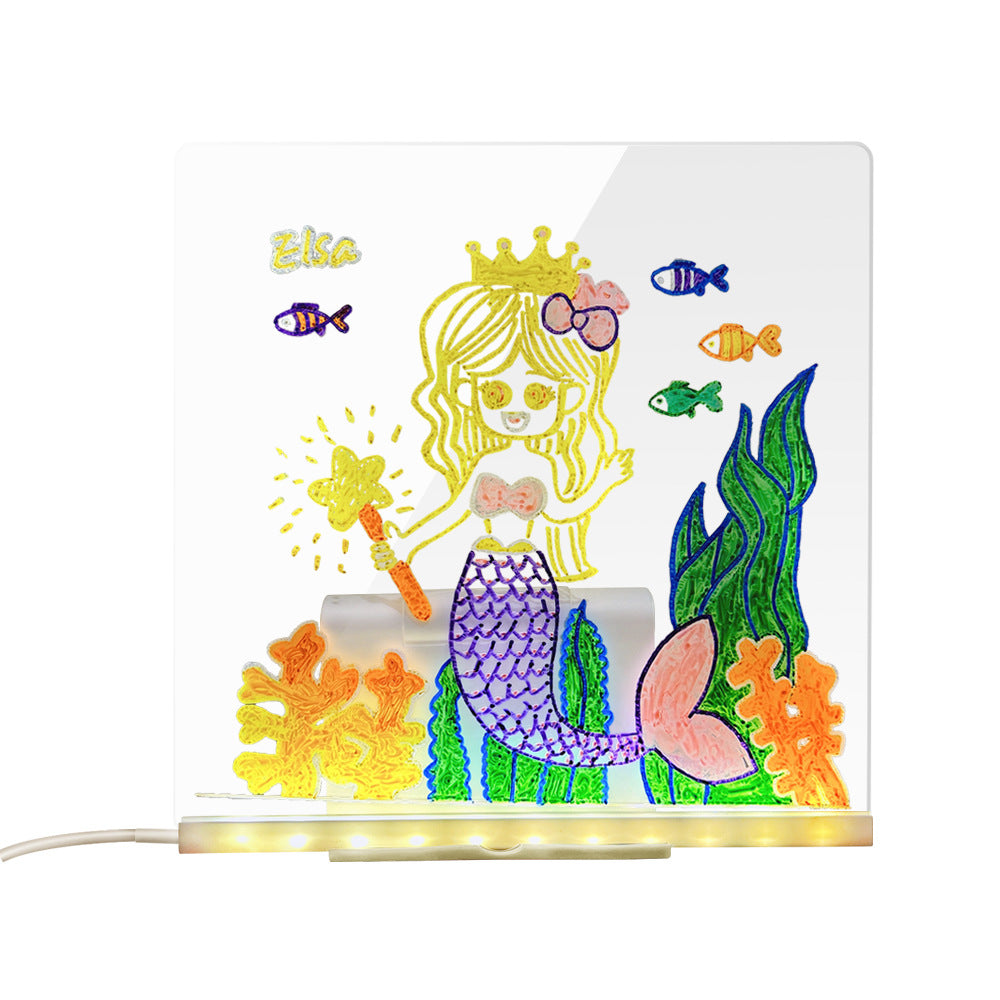 Colorful mermaid-themed night light with cartoon design on a white background