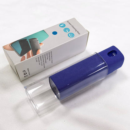 Blue screen cleaning tool with clear stand and packaging on a white background