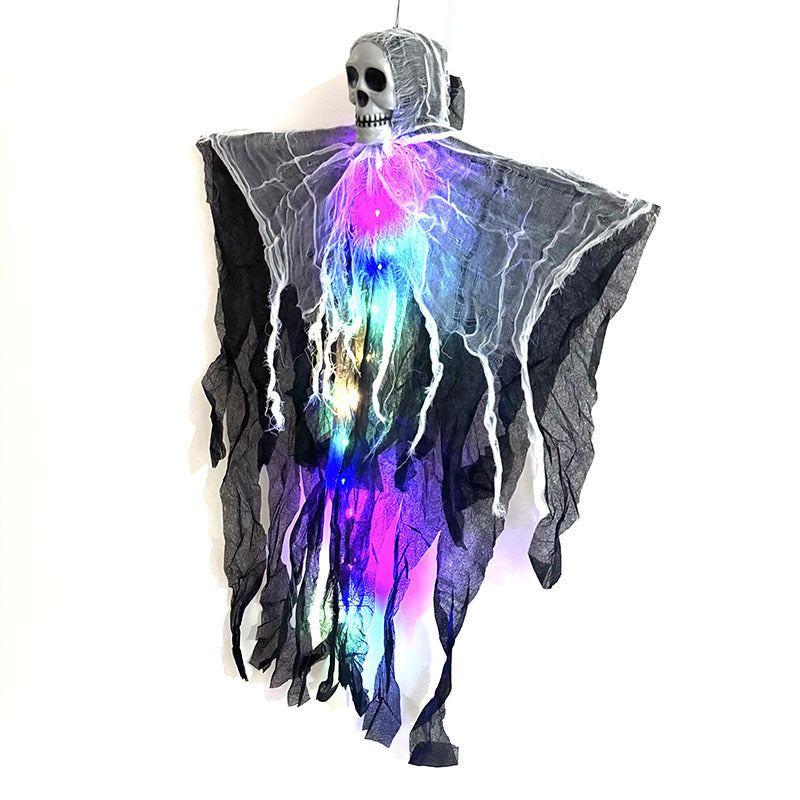 Decorative ghost with LED lights on a white background