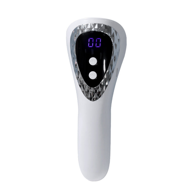 White electronic device with digital display on a white background