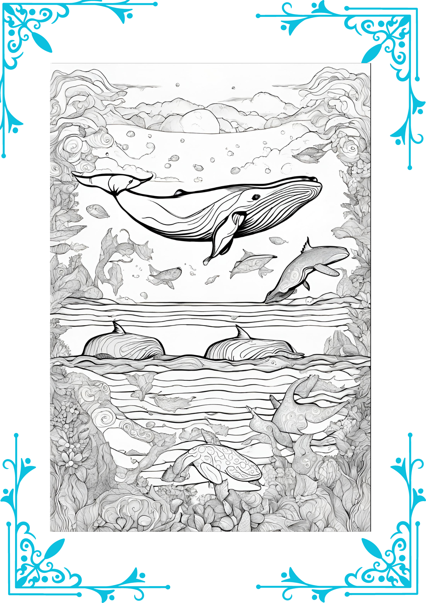 Printable Coloring (12) Pages/Sheets- Sea Animals