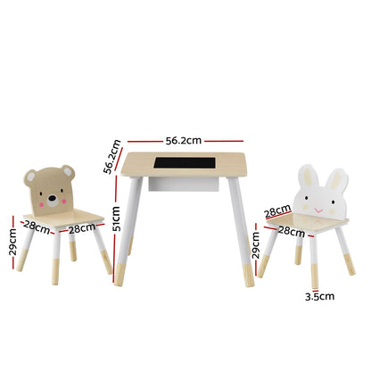 Kids Table and Chairs Set with Storage