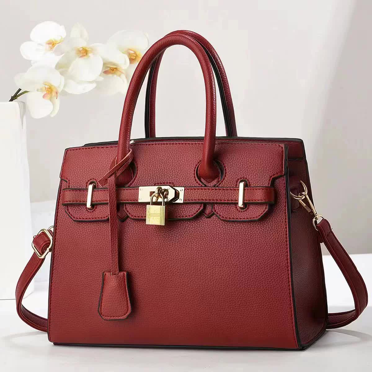 Leather Handbag - Red