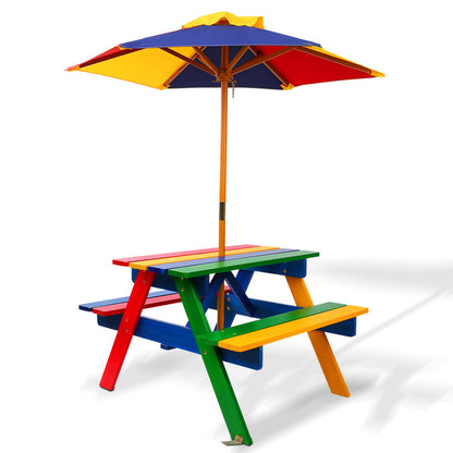 Kids Colorful Table Set with Umbrella