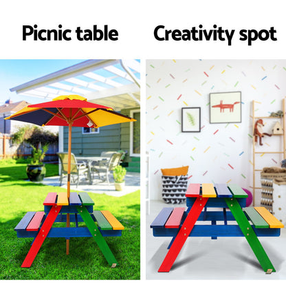 Kids Colorful Table Set with Umbrella