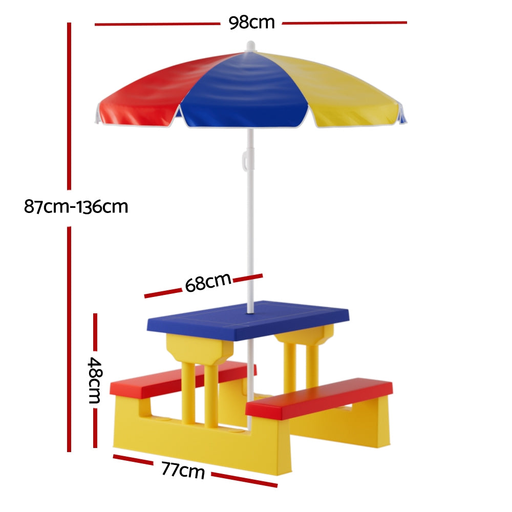 Kids Outdoor Table and Bench Umbrella