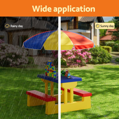 Kids Outdoor Table and Bench Umbrella