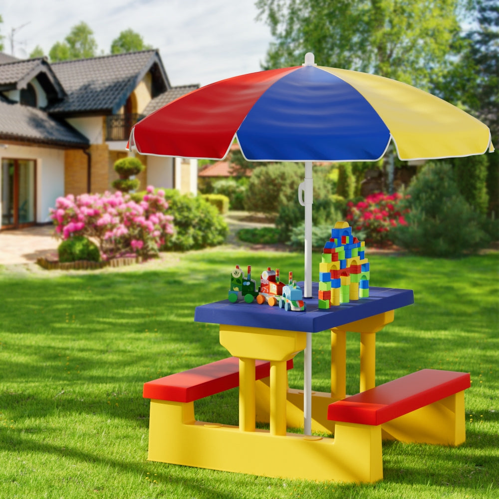 Kids Outdoor Table and Bench Umbrella