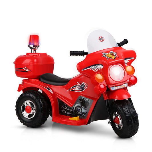 Kids Electric Ride On Police Motorcycle - Red