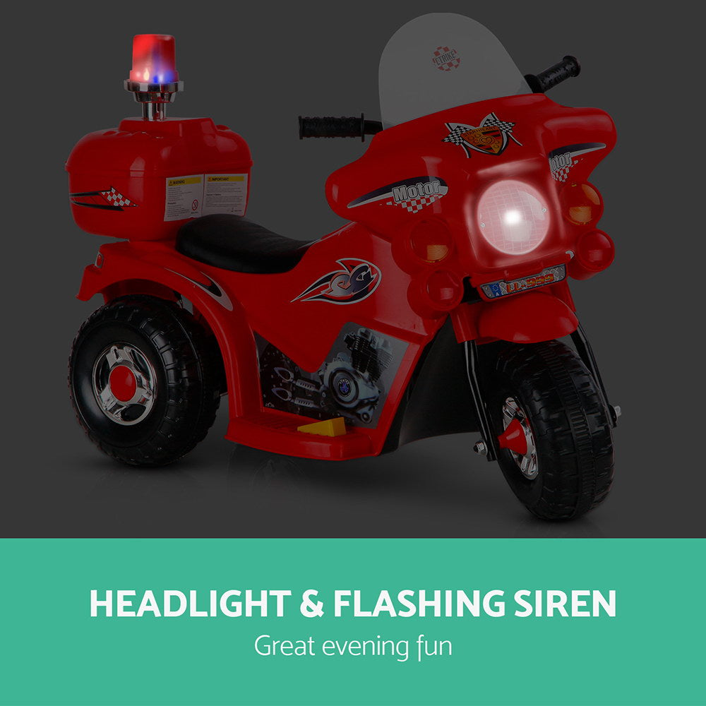 Kids Electric Ride On Police Motorcycle - Red