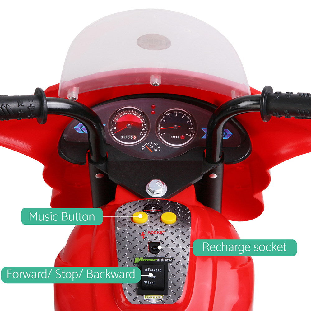 Kids Electric Ride On Police Motorcycle - Red