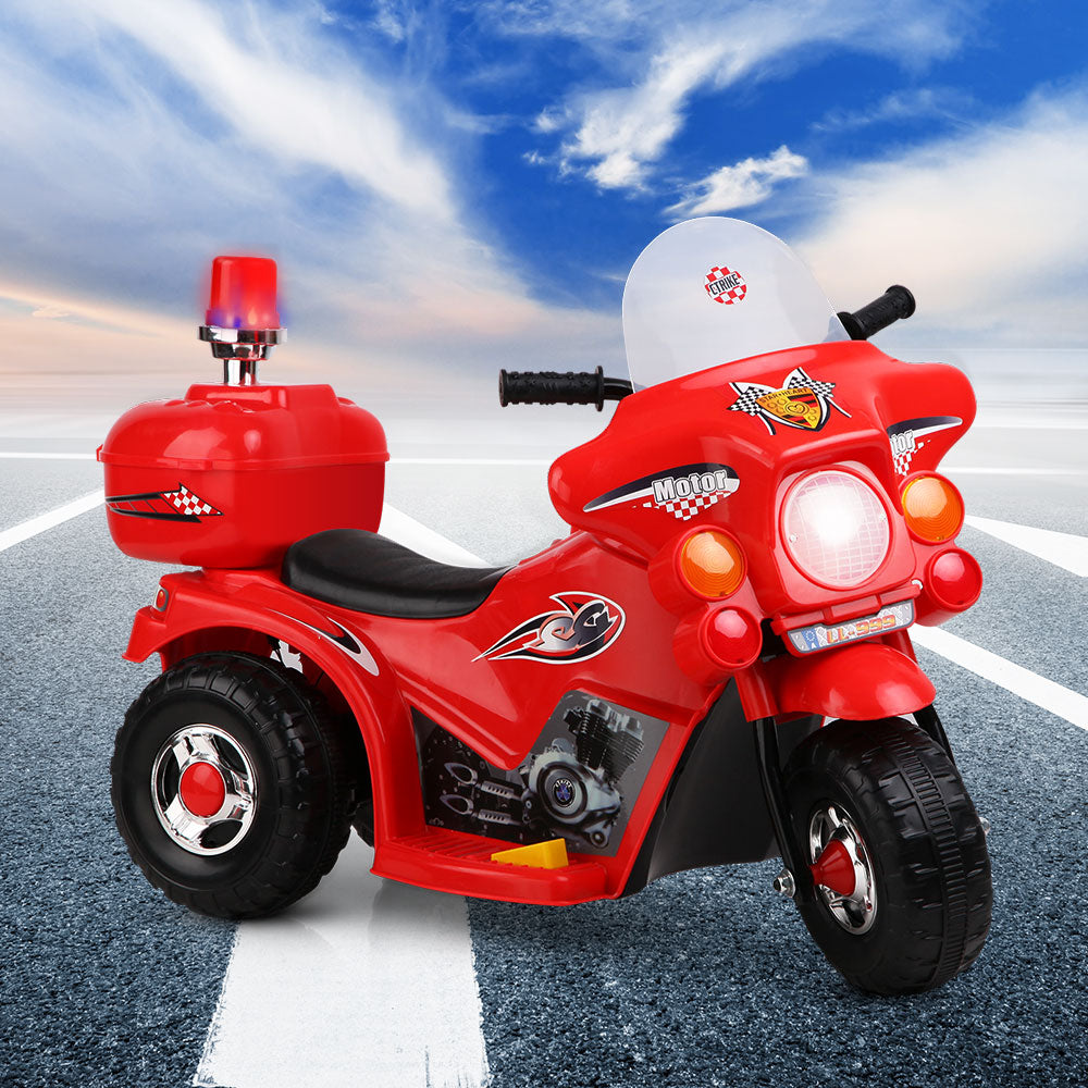 Kids Electric Ride On Police Motorcycle - Red