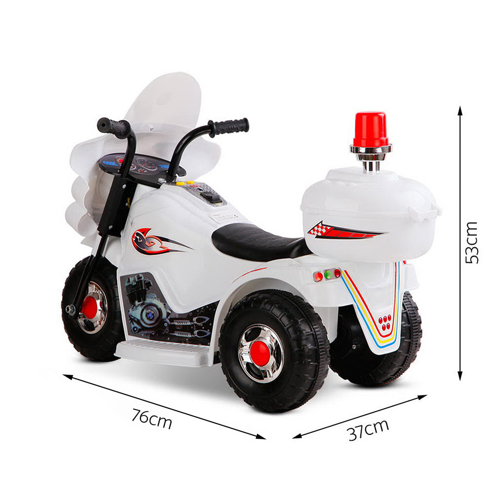 Kids Electric Ride On Police Bike - White