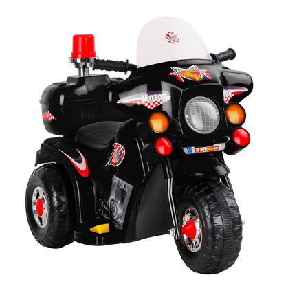 Kids Electric Ride On Police Bike - Black