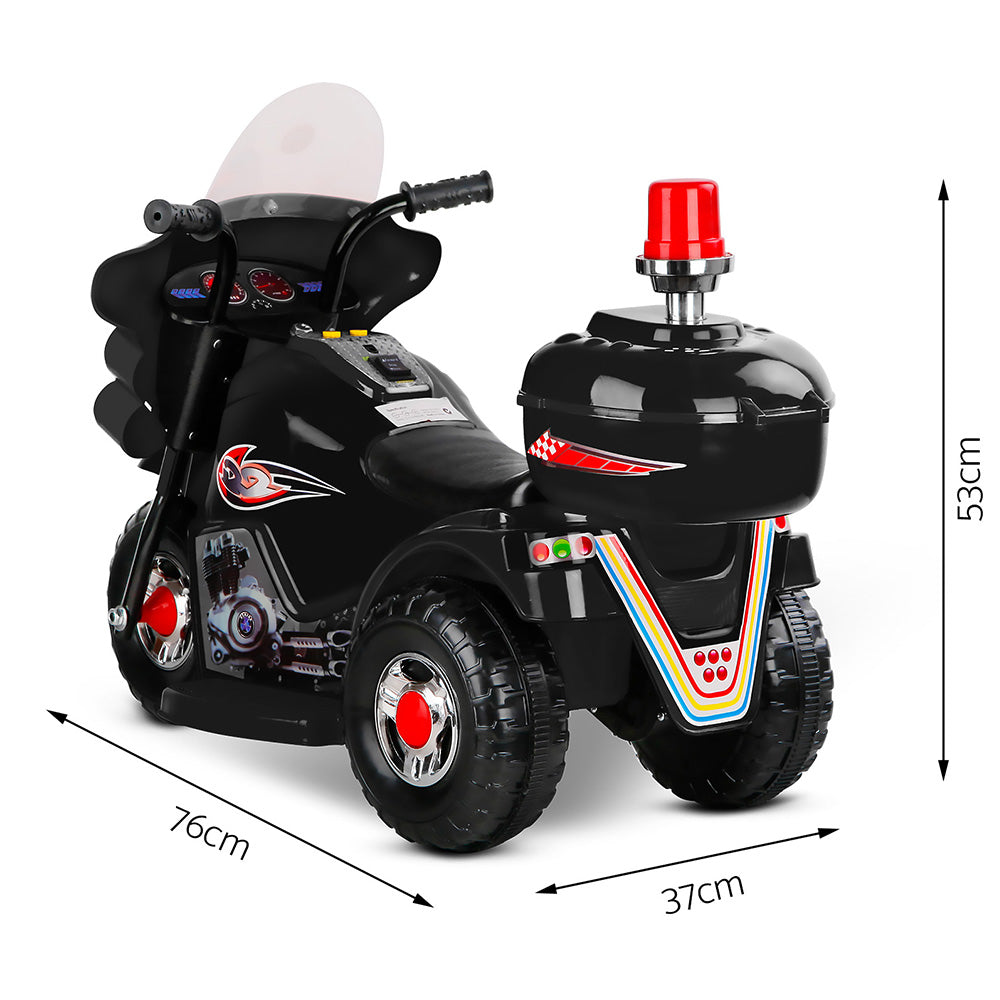 Kids Electric Ride On Police Bike - Black