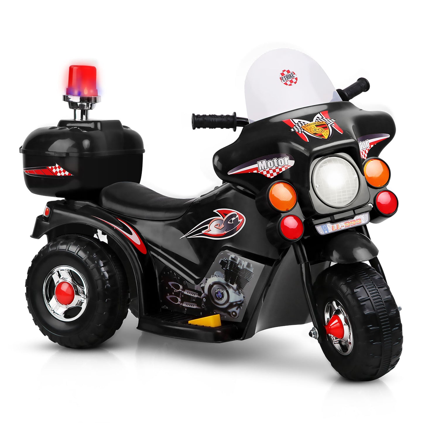 Kids Electric Ride On Police Bike - Black