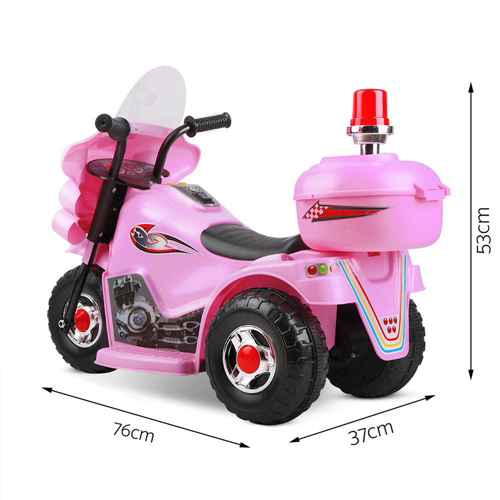 Kids Electric Ride On Police Bike - Pink