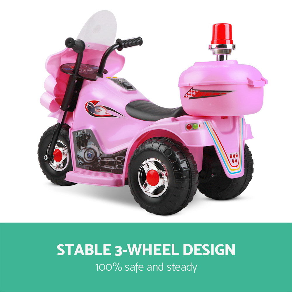 Kids Electric Ride On Police Bike - Pink