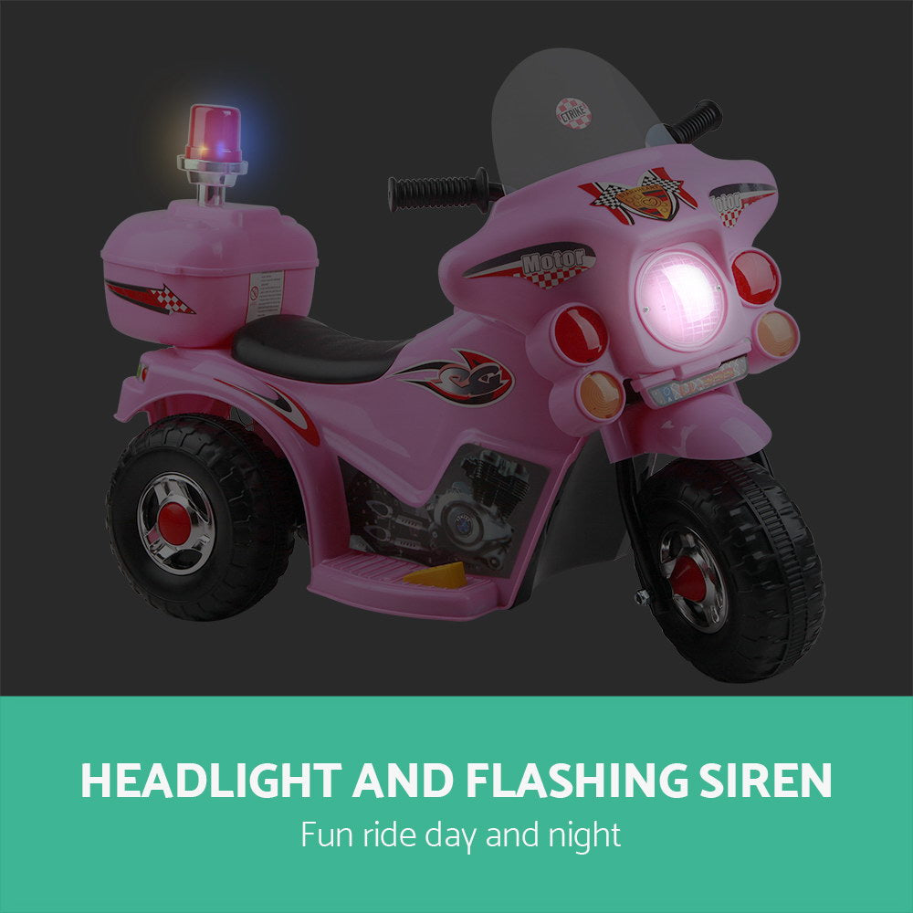 Kids Electric Ride On Police Bike - Pink