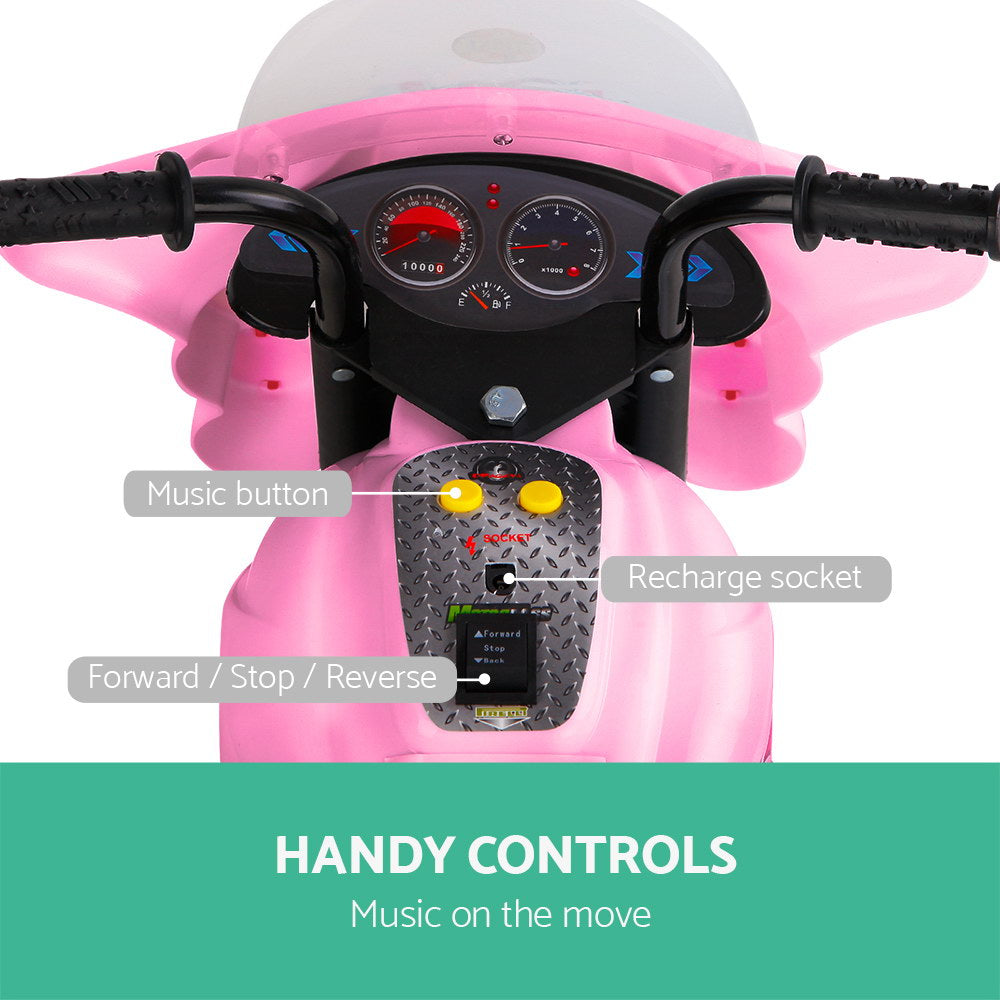 Kids Electric Ride On Police Bike - Pink