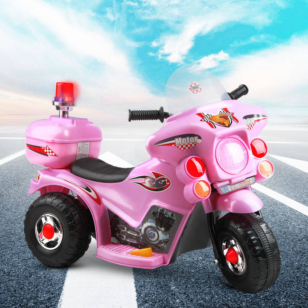 Kids Electric Ride On Police Bike - Pink