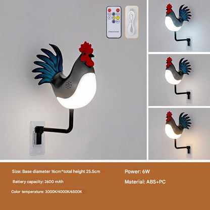 Rooster Wall Lamp with Sound