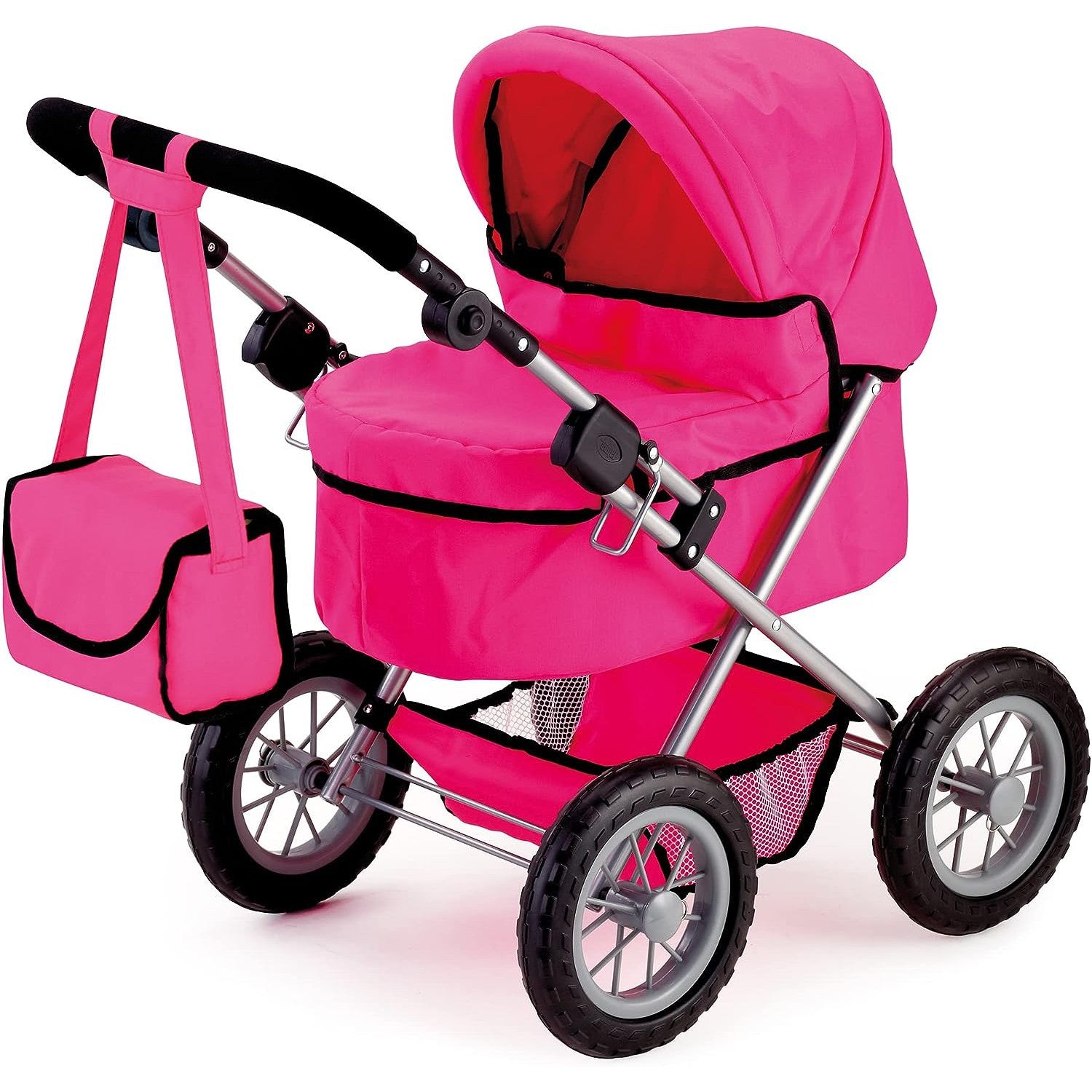 Dolls Pram with Adjustable Handle & Shoulder Bag