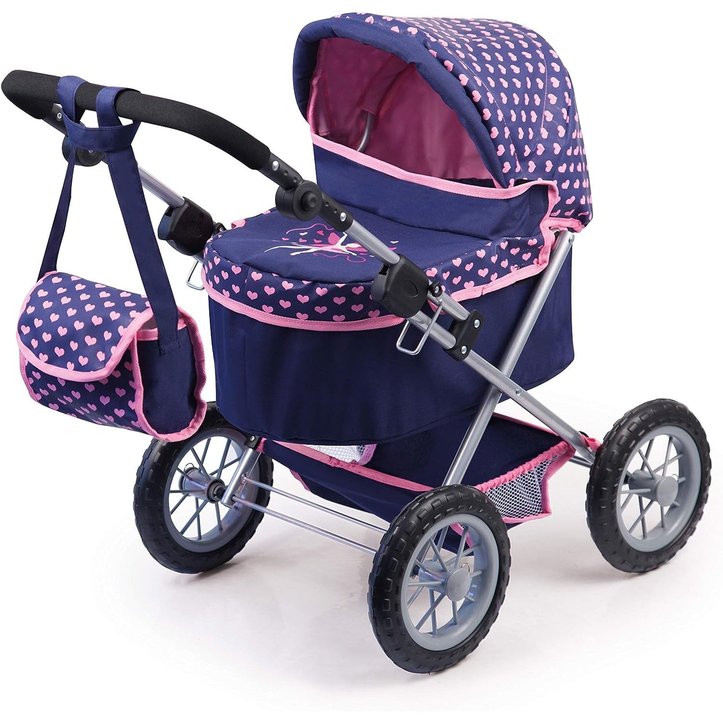 Trendy Dolls Pram - Blue and Pink - Foldable Height