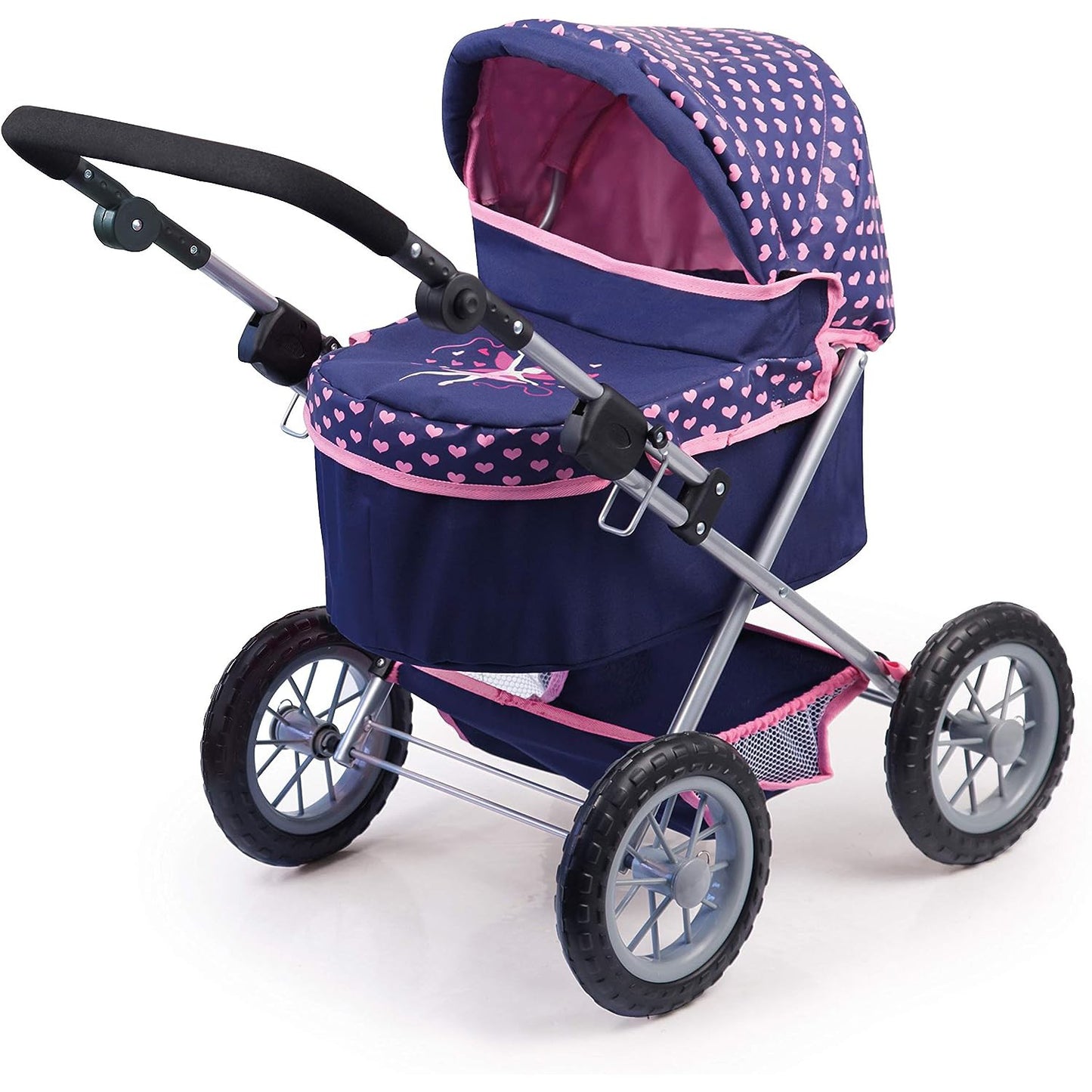 Trendy Dolls Pram - Blue and Pink - Foldable Height