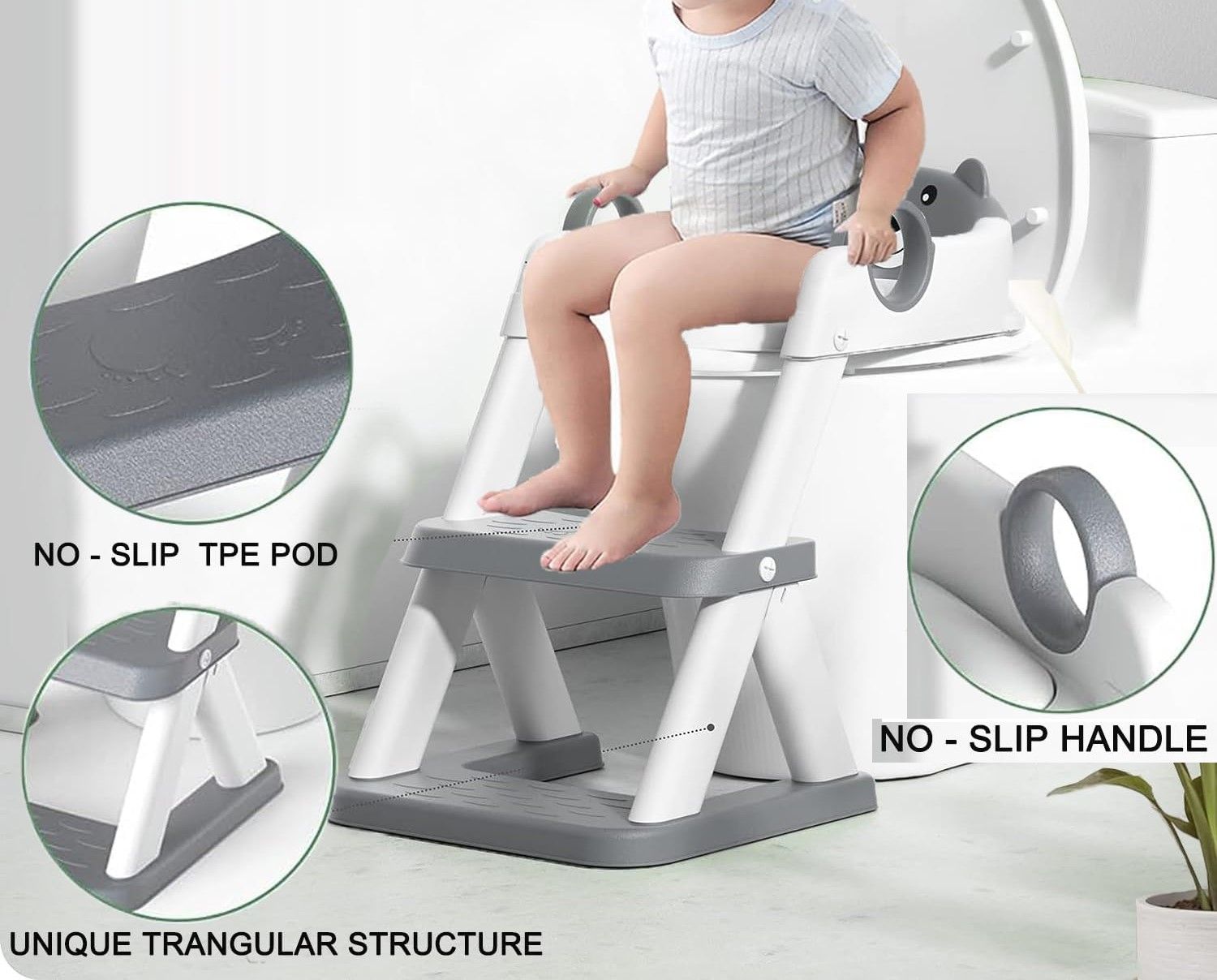 Potty Training Seat with steps (Grey)