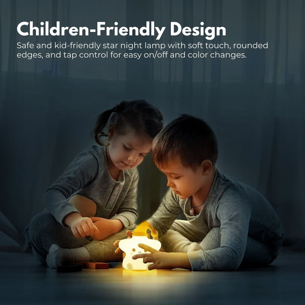 Kids playing with night lamp