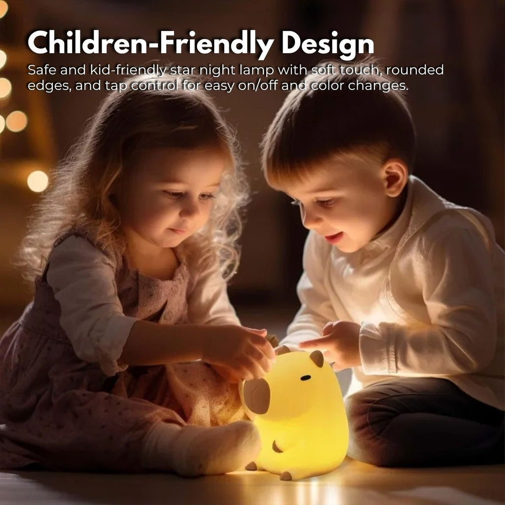 Kids playing with night lamp