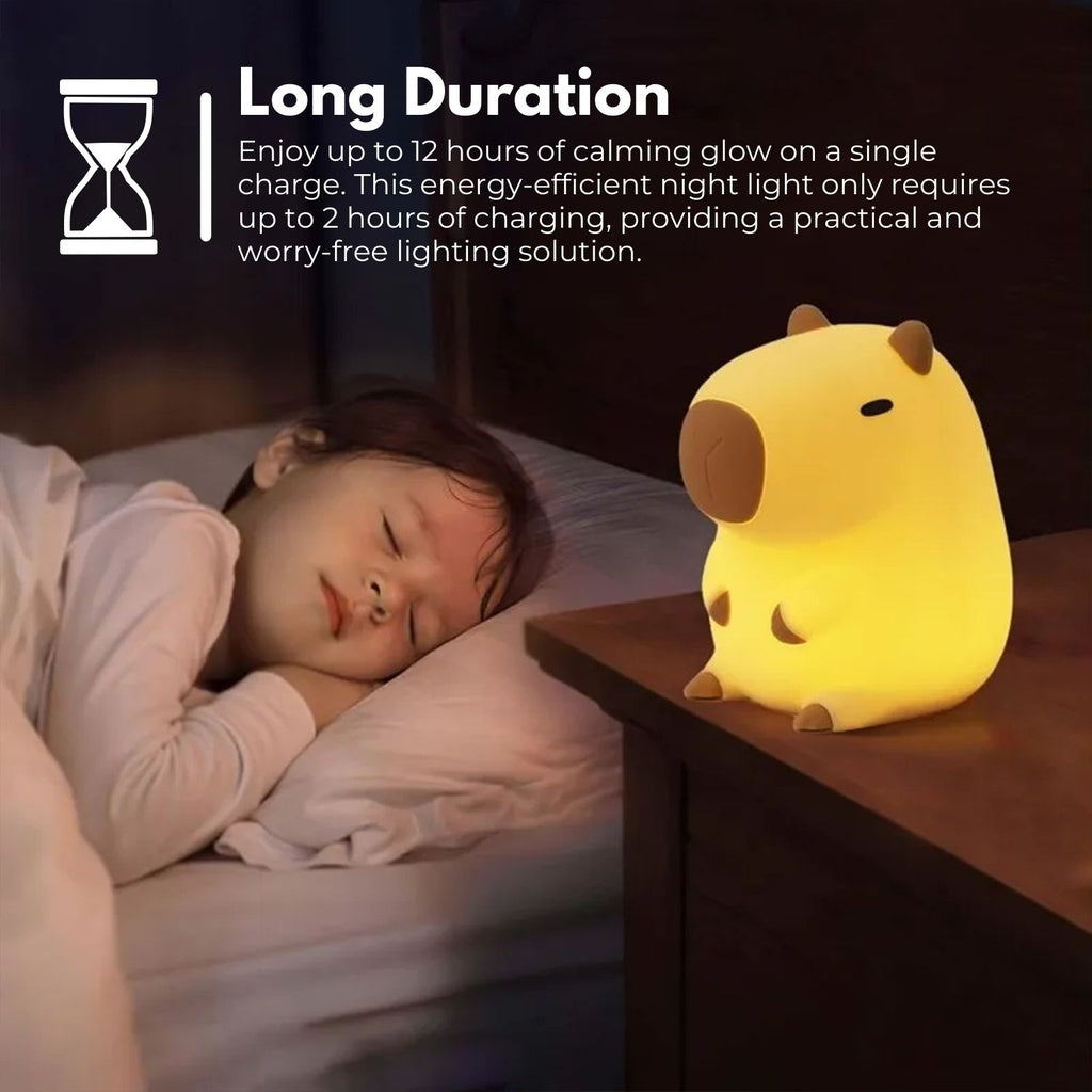 Kid sleeping under night lamp light