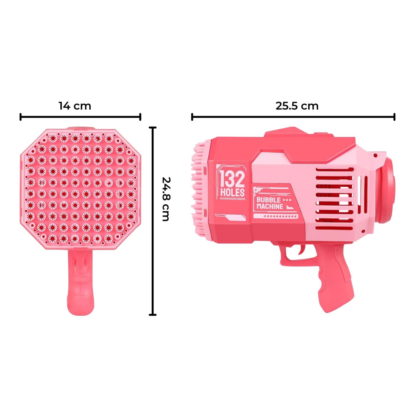 GOMINIMO 132 Holes Rechargeable Bubbles Machine Gun for Kids (Pink)