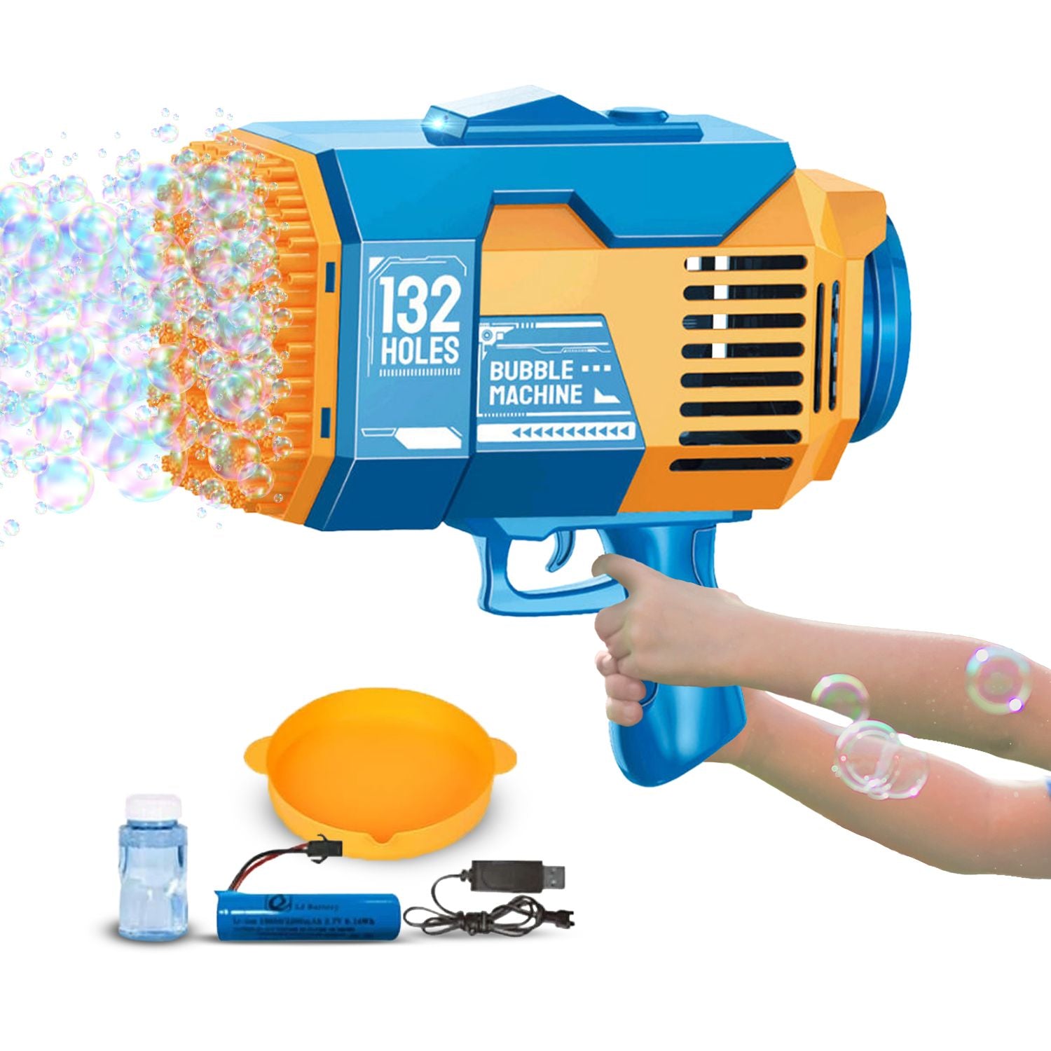 GOMINIMO 132 Holes Rechargeable Bubbles Machine Gun for Kids