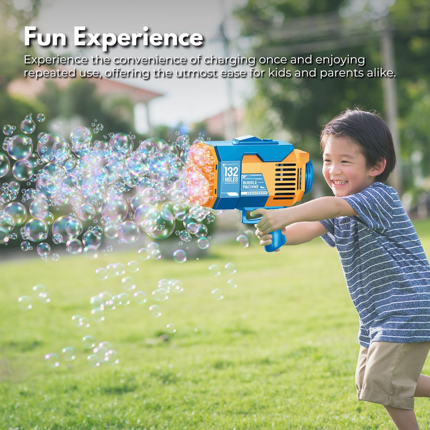 GOMINIMO 132 Holes Rechargeable Bubbles Machine Gun for Kids