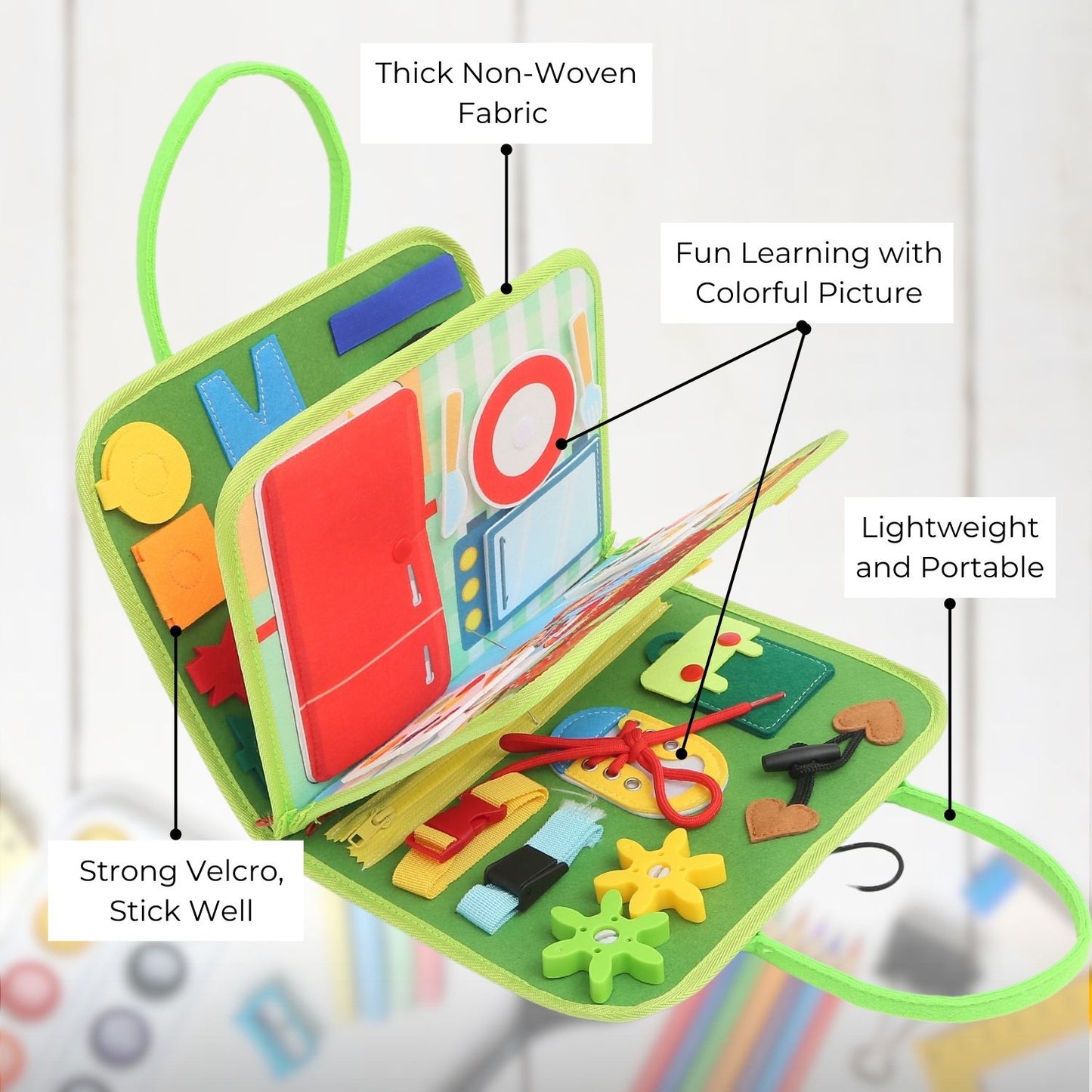 Kids Busy Board Learning Toys (Green)