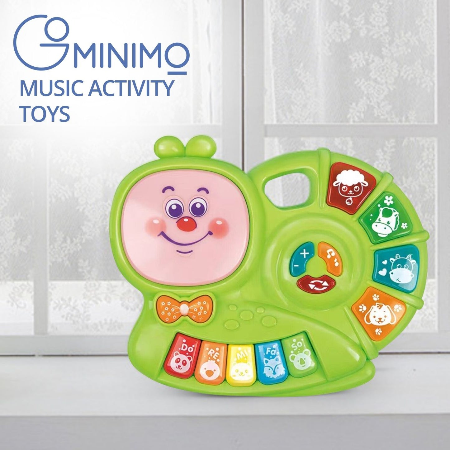 Kids Piano Keyboard Music Toys with Snail Shape Design Green