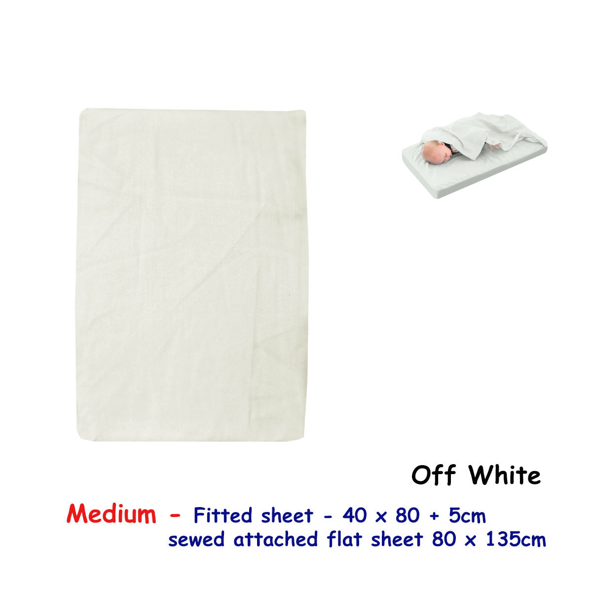 Bassinet Fitted & Flat Sheet - Offwhite